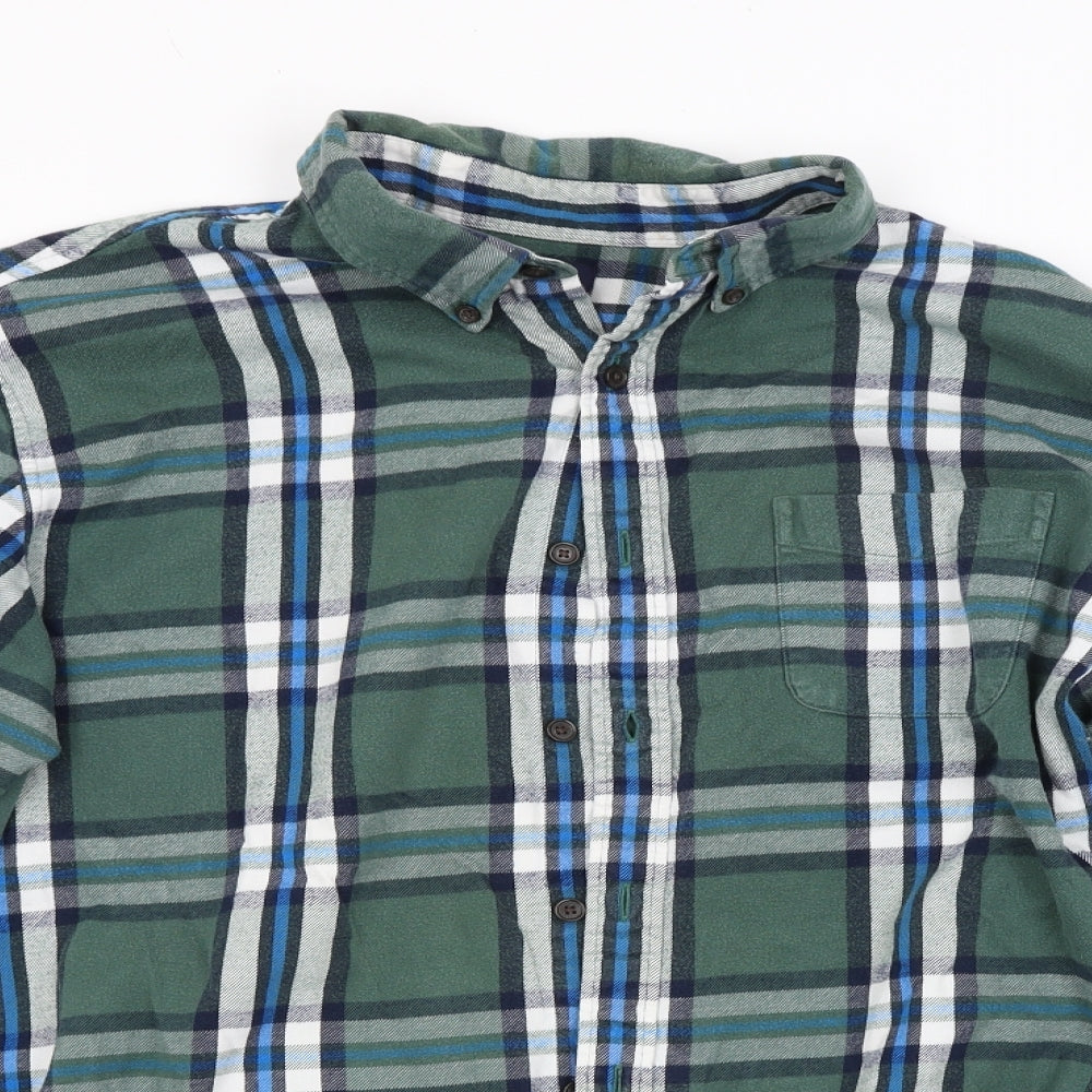 Mens UK Size XL LAND'S END Green  Button-Up Long Sleeve Casual Shirt