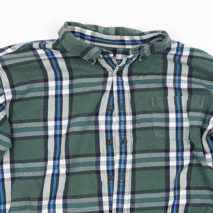 Mens UK Size XL LAND'S END Green  Button-Up Long Sleeve Casual Shirt
