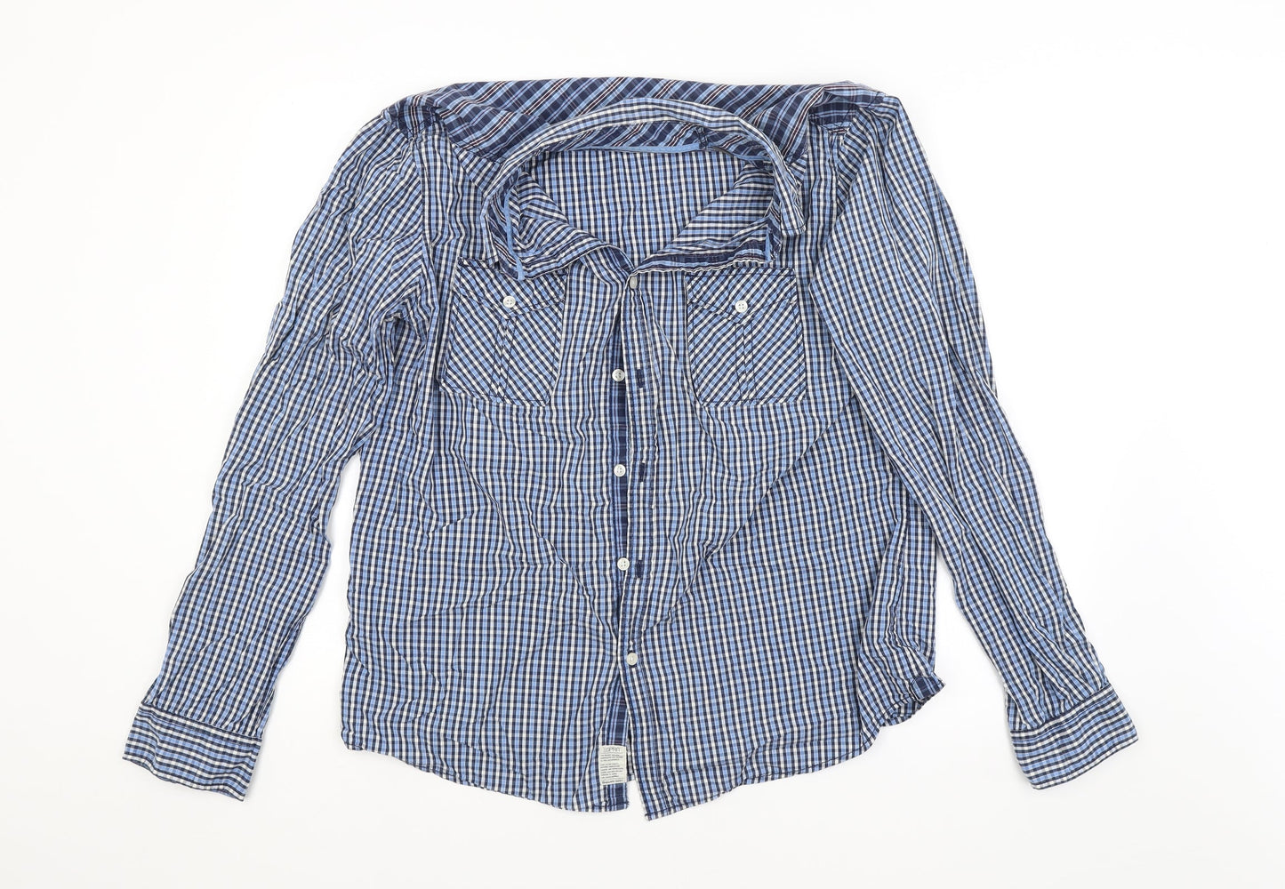 Mens UK Size  Preworn Blue  Button-Up Long Sleeve Casual Shirt