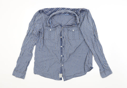 Mens UK Size  Preworn Blue  Button-Up Long Sleeve Casual Shirt
