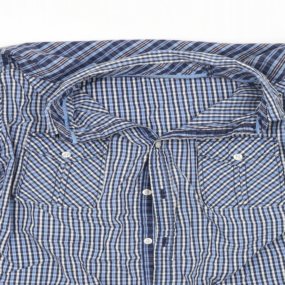 Mens UK Size  Preworn Blue  Button-Up Long Sleeve Casual Shirt