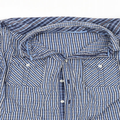 Mens UK Size  Preworn Blue  Button-Up Long Sleeve Casual Shirt