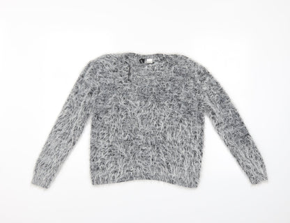 Womens UK Size M Divided Grey Pullover Jumper