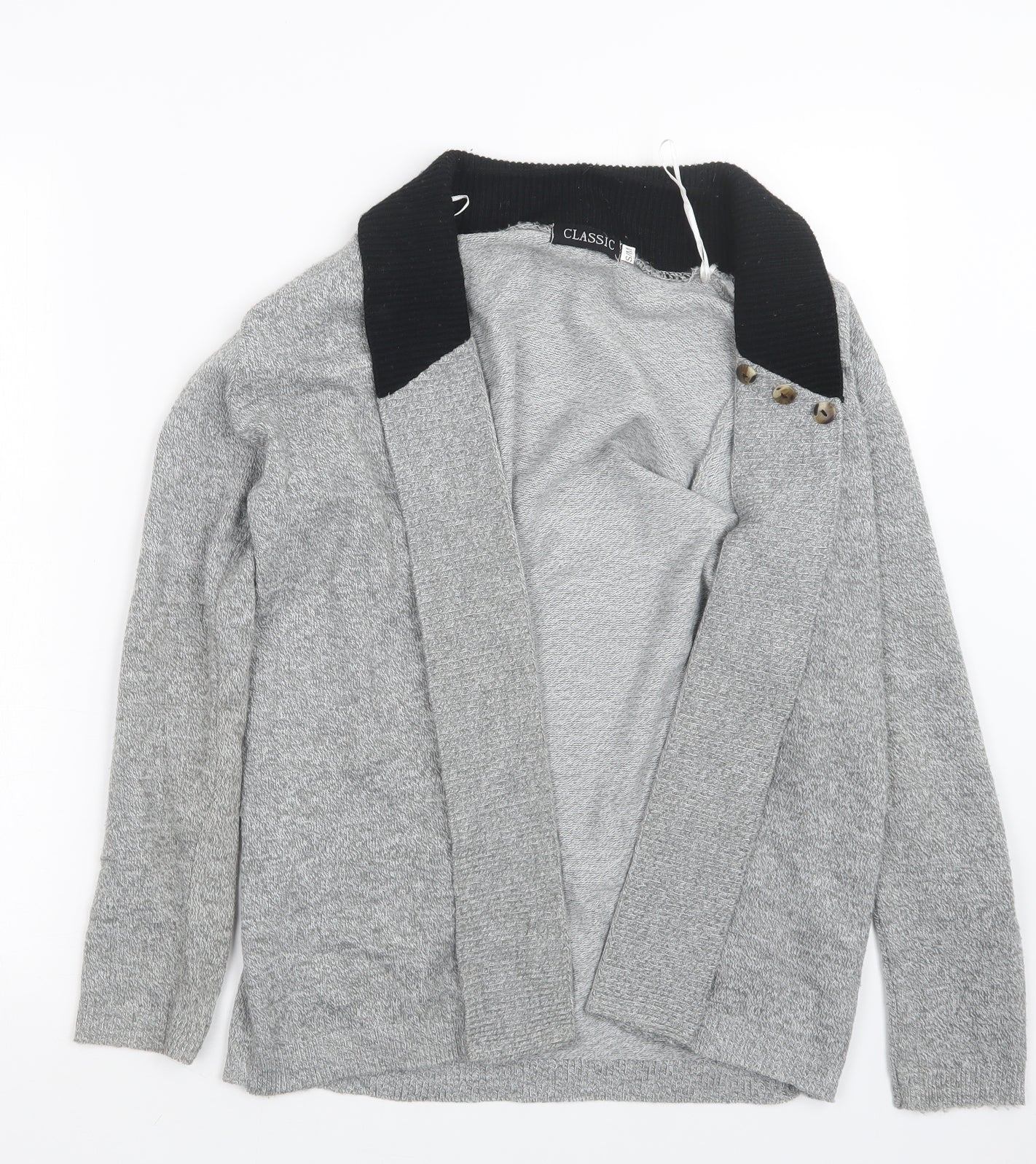 Womens UK Size S Classic Grey Cardigan Jumper