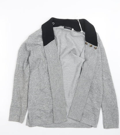 Womens UK Size S Classic Grey Cardigan Jumper