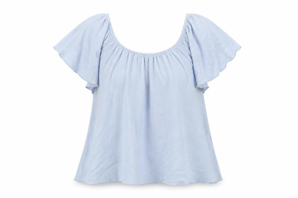 Womens UK Size 12 Atmosphere Blue Basic T-Shirt