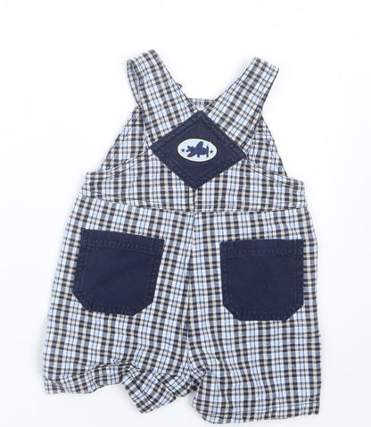 BHS Boys Blue Check  Dungaree Outfit/Set Size 3-6 Months