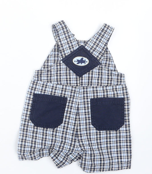 BHS Boys Blue Check  Dungaree Outfit/Set Size 3-6 Months
