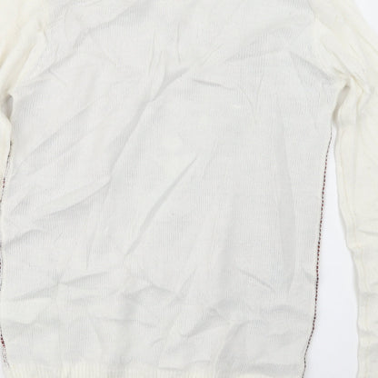 Brave Soul Mens Ivory  Knit Pullover Jumper Size S  - Christmas