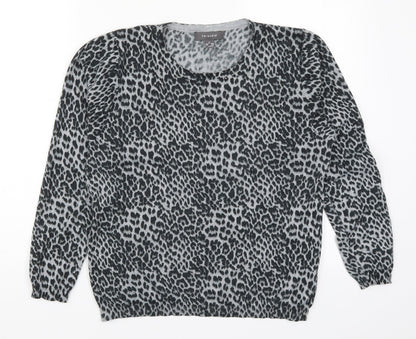 Primark Womens Grey Animal Print Knit Pullover Jumper Size 12