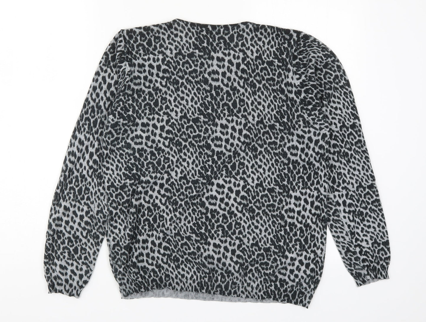 Primark Womens Grey Animal Print Knit Pullover Jumper Size 12