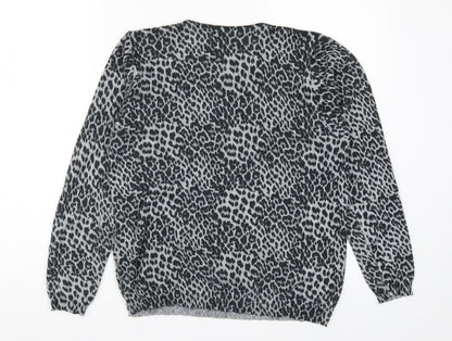 Primark Womens Grey Animal Print Knit Pullover Jumper Size 12