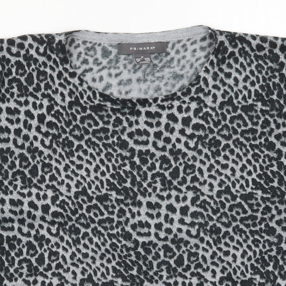 Primark Womens Grey Animal Print Knit Pullover Jumper Size 12