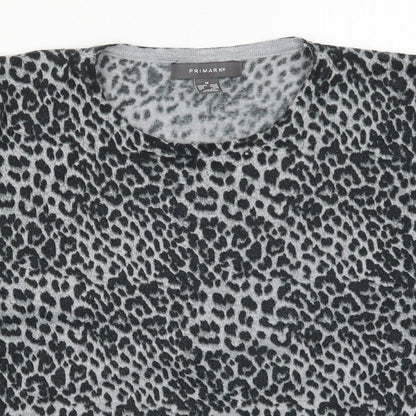 Primark Womens Grey Animal Print Knit Pullover Jumper Size 12