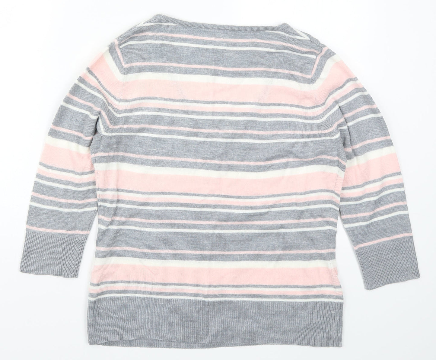 TU Womens Pink Striped Knit Pullover Jumper Size 12