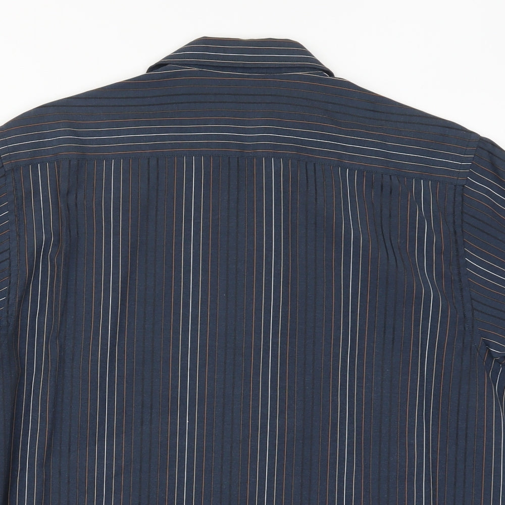 Springfield Mens Blue Striped   Button-Up Size L