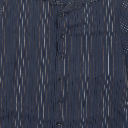 Springfield Mens Blue Striped   Button-Up Size L