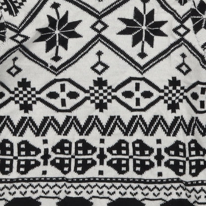 Pepperts Girls White Geometric Knit Pullover Jumper Size 6-7 Years  - Black and White