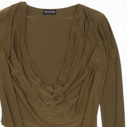 PRETTYLITTLETHING Womens Brown   Bodysuit One-Piece Size 12  - Khaki