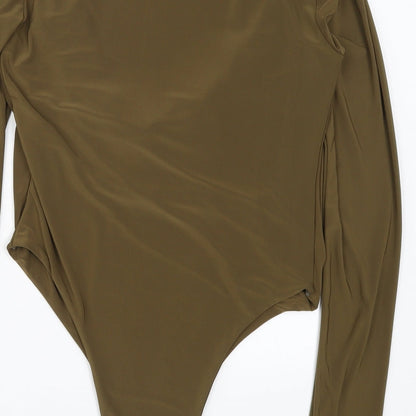 PRETTYLITTLETHING Womens Brown   Bodysuit One-Piece Size 12  - Khaki