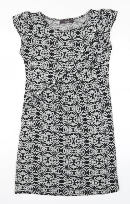 Jasmine Womens Grey Geometric  A-Line  Size 8