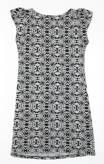 Jasmine Womens Grey Geometric  A-Line  Size 8