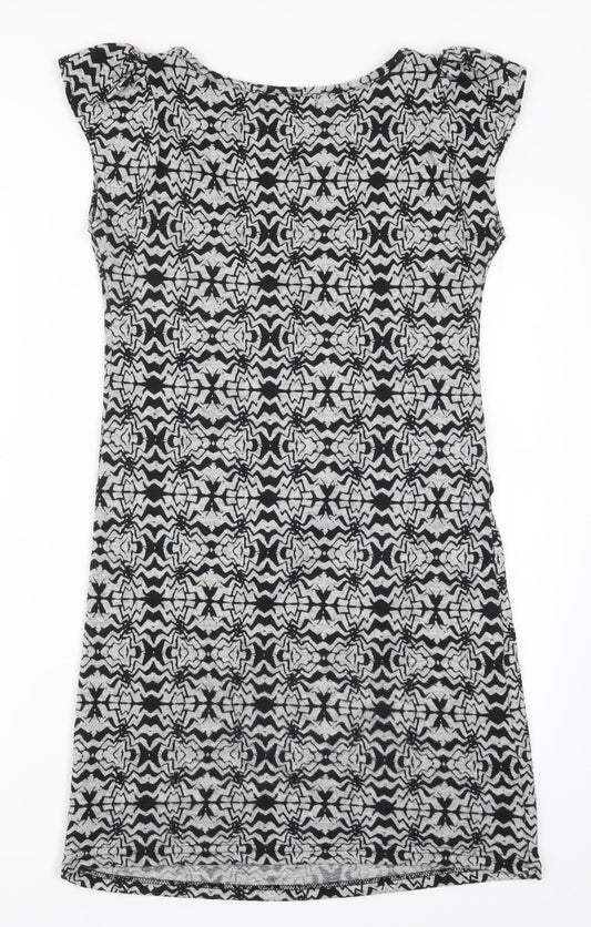 Jasmine Womens Grey Geometric  A-Line  Size 8