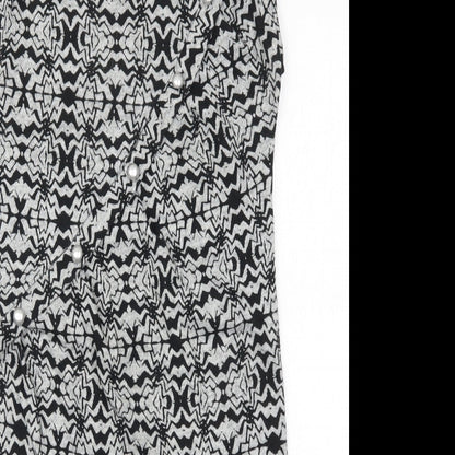Jasmine Womens Grey Geometric  A-Line  Size 8