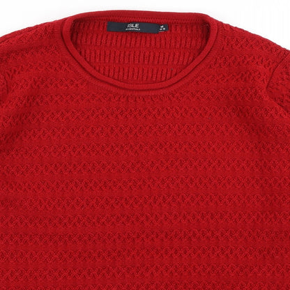 Womens UK Size M Isle Essentials Red Pullover Jumper