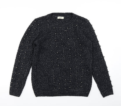 Womens UK Size S Papaya Black Pullover Jumper