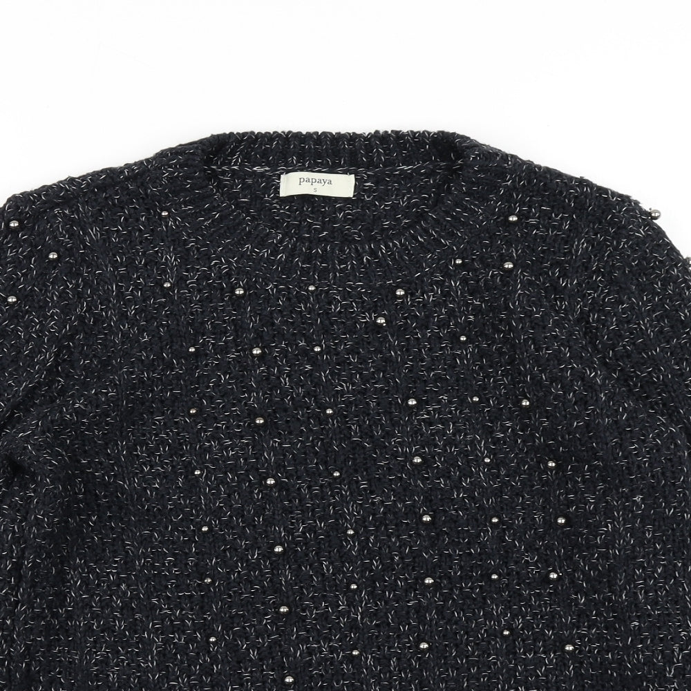Womens UK Size S Papaya Black Pullover Jumper