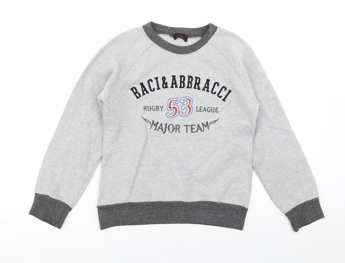 Baci & Abbracci Boys Grey Colourblock  Pullover Sweatshirt Size S