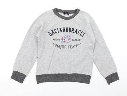Baci & Abbracci Boys Grey Colourblock  Pullover Sweatshirt Size S