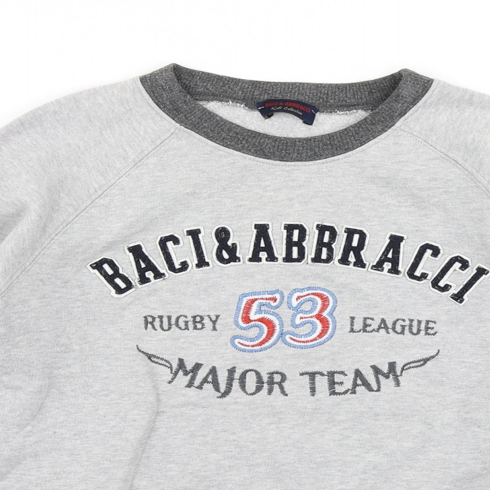 Baci & Abbracci Boys Grey Colourblock  Pullover Sweatshirt Size S