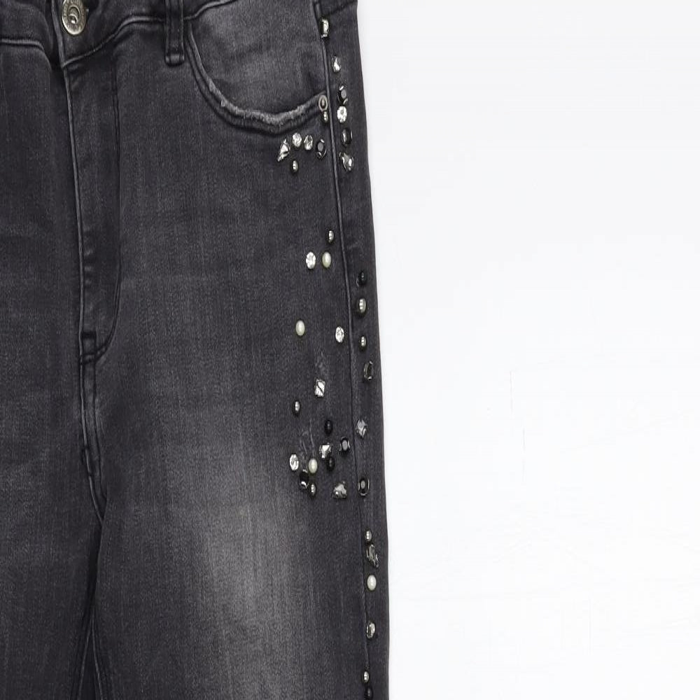 Queen Hearts Womens Black  Denim Skinny Jeans Size 26 in L27 in