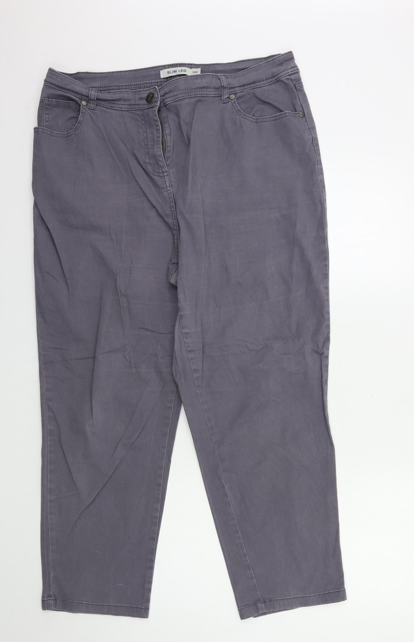 Womens UK Size 18 Preworn Regular Fit Straight Grey Jeans