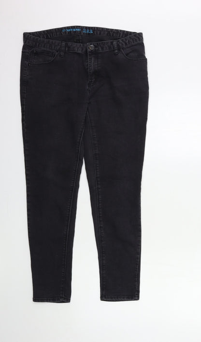 Denim & Co. Womens Black  Denim Skinny Jeans Size 14 L27 in