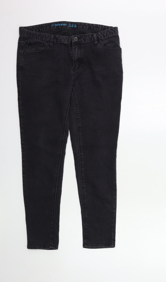 Denim & Co. Womens Black  Denim Skinny Jeans Size 14 L27 in
