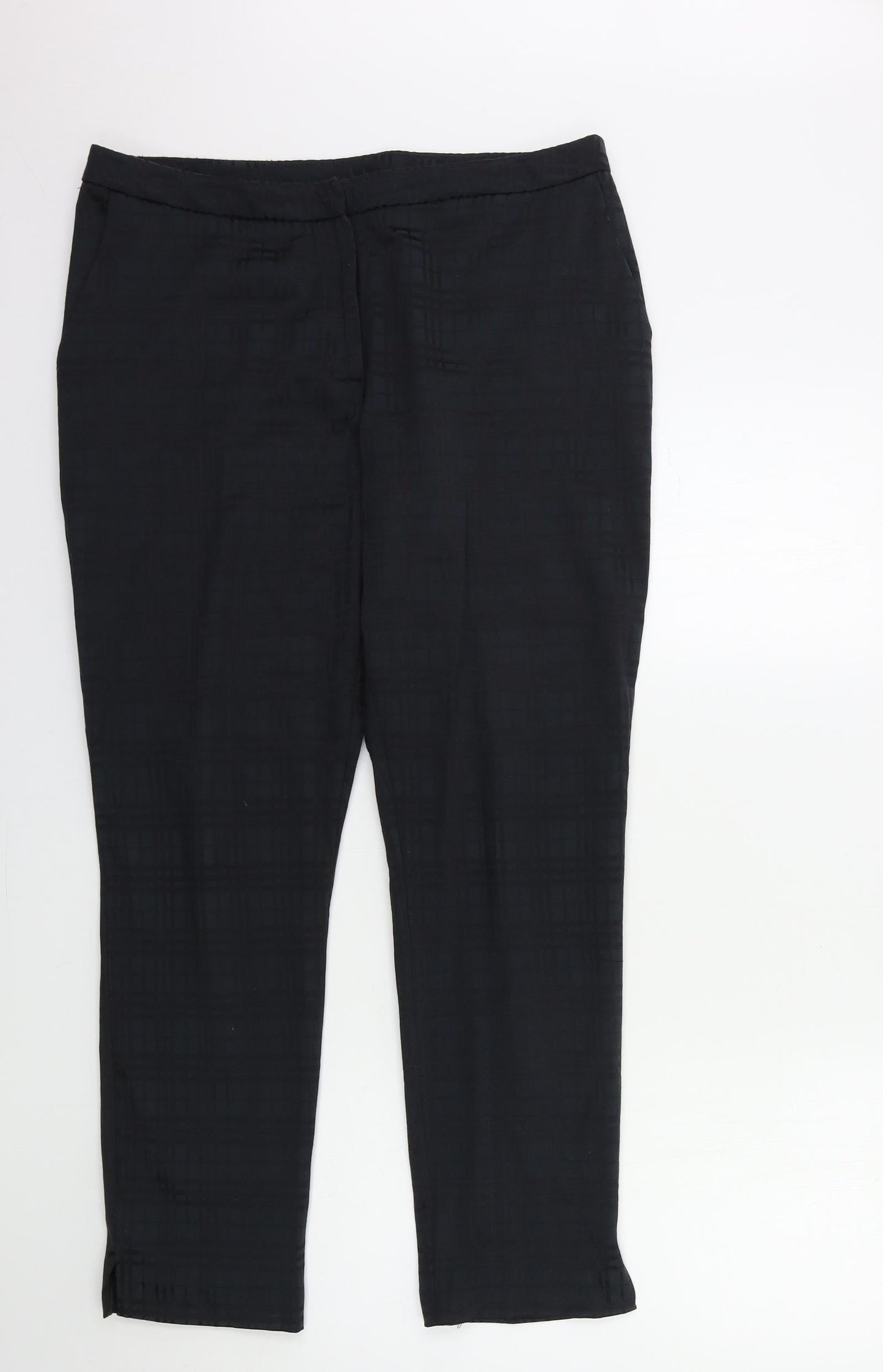 TU Womens Black Check  Trousers  Size 14 L20 in