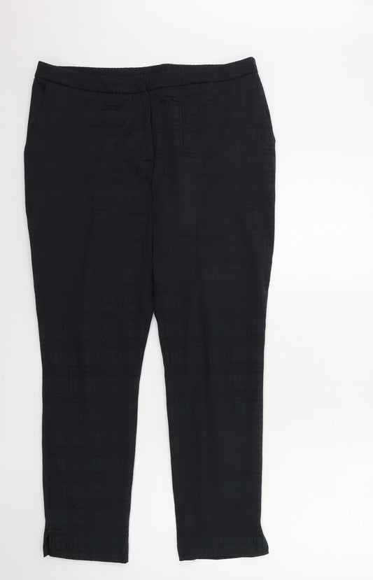 TU Womens Black Check  Trousers  Size 14 L20 in