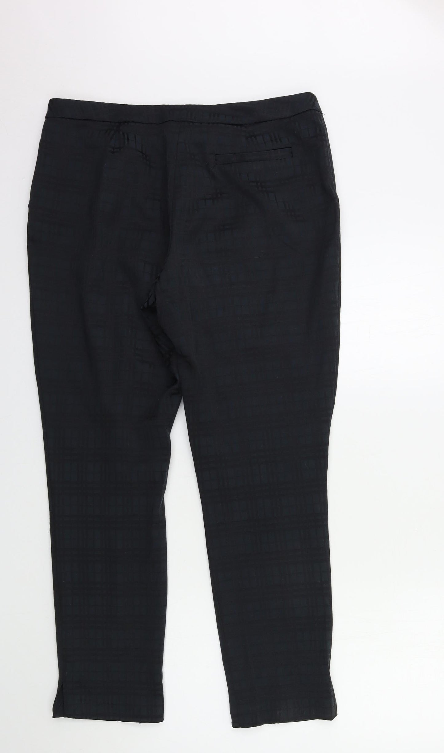 TU Womens Black Check  Trousers  Size 14 L20 in