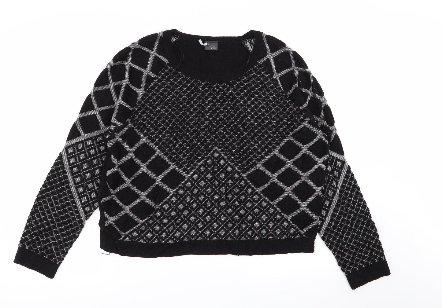 Womens UK Size L Sparkle & Fade Black Pullover Jumper