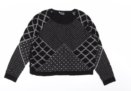 Womens UK Size L Sparkle & Fade Black Pullover Jumper