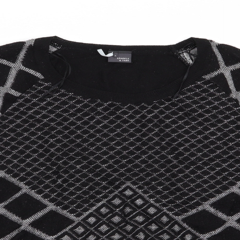 Womens UK Size L Sparkle & Fade Black Pullover Jumper