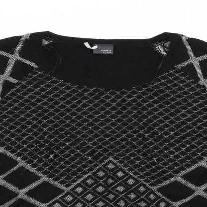 Womens UK Size L Sparkle & Fade Black Pullover Jumper