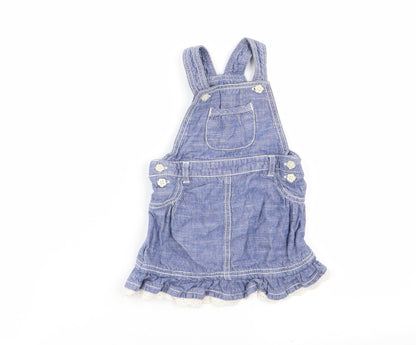 Asda George Girls Blue   Pinafore/Dungaree Dress  Size 9-12 Months