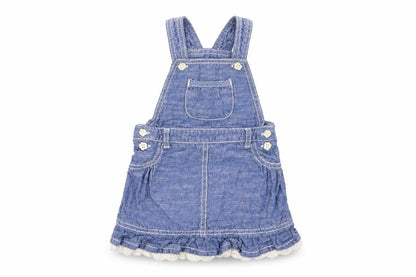 Asda George Girls Blue   Pinafore/Dungaree Dress  Size 9-12 Months