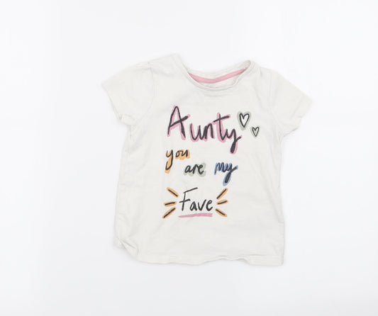 Nutmeg Girls White   Basic T-Shirt Size 2-3 Years