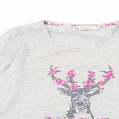 Primark Womens Grey Solid  Top Pyjama Top Size 14