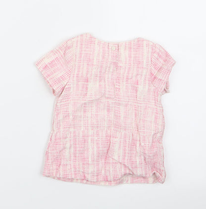 M&S Girls Pink Geometric  Basic T-Shirt Size 9-12 Months